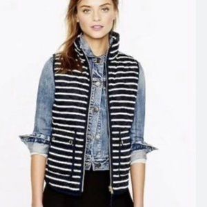 Striped navy J. Crew Quilted Vest size XS